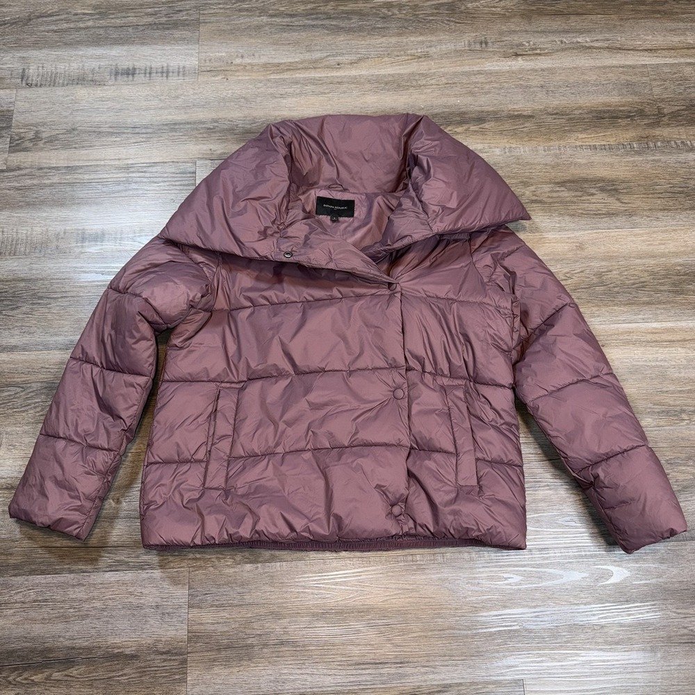 Banana Republic Water Resistant Puffer Duvet Jacket Women's Small Burgundy